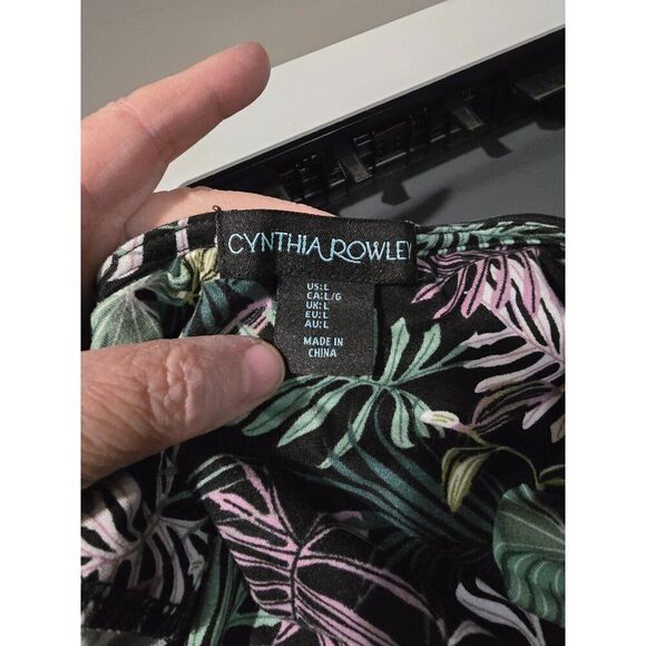 Cynthia Rowley Sleeveless Tropical Leaf Print Dress Multicolor Womens Size L - Picture 5 of 7